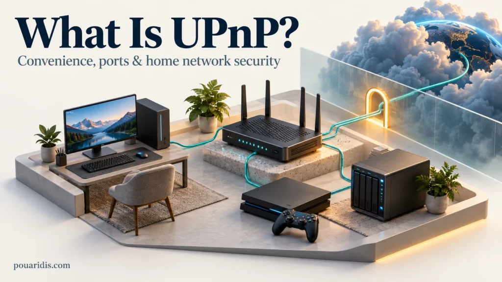 Illustration of a router linking home devices to the internet through a gateway.